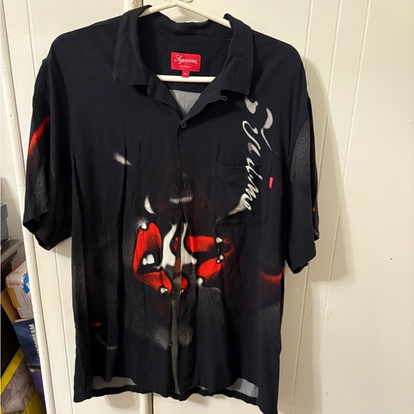 Supreme Black Shirt with Red and White Accents - Picture 1 of 3